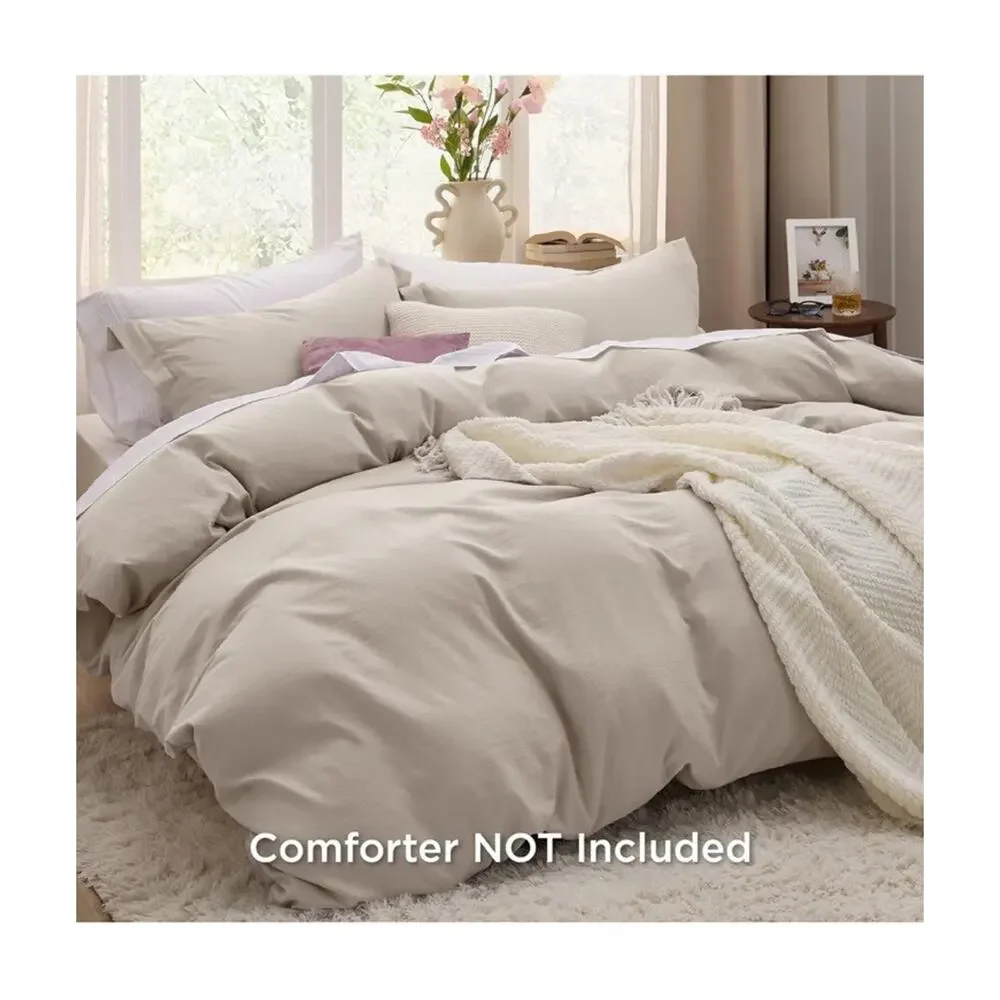 Bedsure Linen Duvet Cover King Size - Soft Brushed Microfiber Duvet Cover for 3